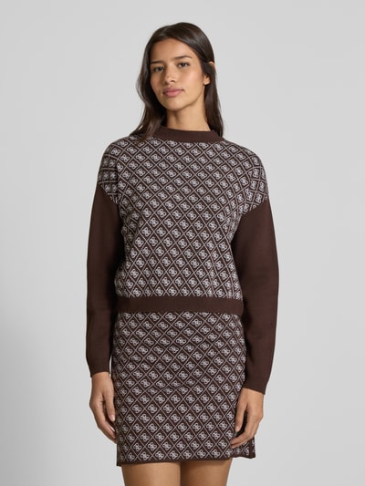 Guess Korte gebreide pullover met ronde hals Chocoladebruin - 4