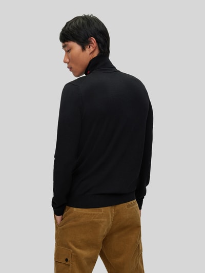 HUGO Regular fit coltrui van merinowol, model 'SAN THOMAS' Zwart - 5