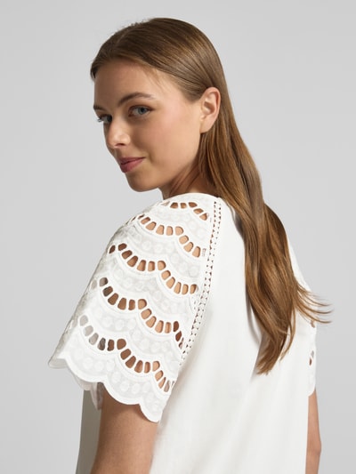 Vero Moda Regular Fit T-Shirt mit Lochspitze Modell 'BLASY' Weiss 3