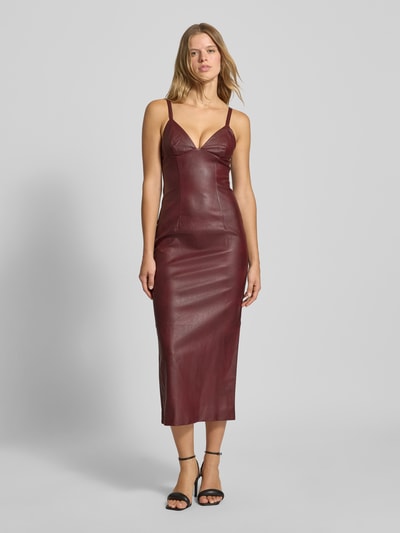 Bardot Regular Fit Abendkleid in Leder-Optik Modell 'Estine' Bordeaux 4