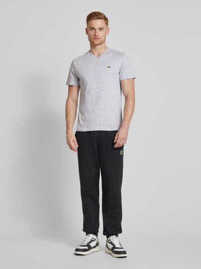 Lacoste T-shirt met labelstitching, model 'Basic' Lichtgrijs - 1