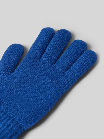Produktfoto, blaue, gestrickte Oberfläche mit sichtbarer Textur, Handschuhe mit Label-Patch Modell 'Witzia' von Barts, Damen Handschuhe von Barts