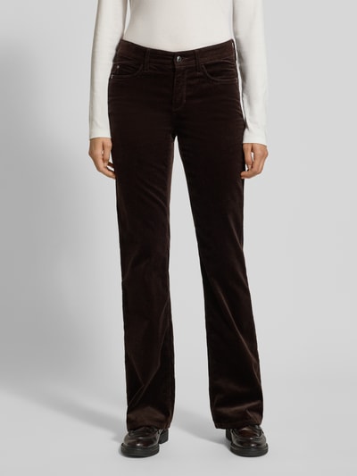 Cambio Flared corduroy broek met 5-pocketmodel, model 'PARIS' Donkerbruin - 4