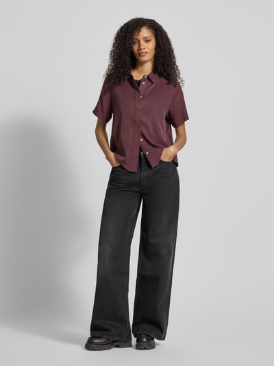 Samsøe Samsøe Regular fit blouse van Lyocell met verborgen knoopsluiting Bordeaux - 1