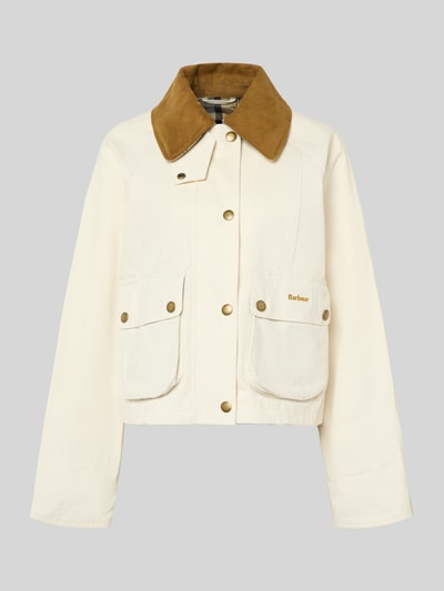 Produktfoto, Regular Fit Parka aus reiner Baumwolle von Barbour, jednolity kolor, krój regular fit, kołnierz wykładany, bawełna, kieszenie z patkami, naszywka z logo, długi rękaw