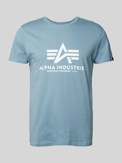 Alpha Industries T-shirt z czystej bawełny Lodowy błękitny 2