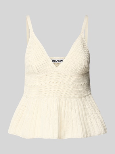 Review Trägertop mit ausgestellter Rockpartie Offwhite 2