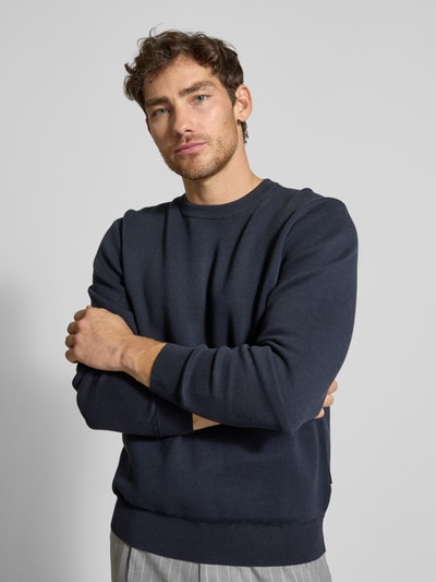Casual Friday Gebreide pullover met ronde hals, model 'THEO' Donkerblauw - 3