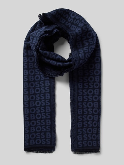 BOSS Sjaal van viscose met labeldetail, model 'Tadic' Marineblauw - 1