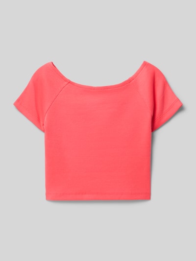 Produktfoto, Regular Fit T-Shirt aus Baumwoll-Mix von s.Oliver RED LABEL in leuchtendem Pink, fein gerippte Struktur, kurzarm, Rundhalsausschnitt, unifarben, Kinder T-Shirt.