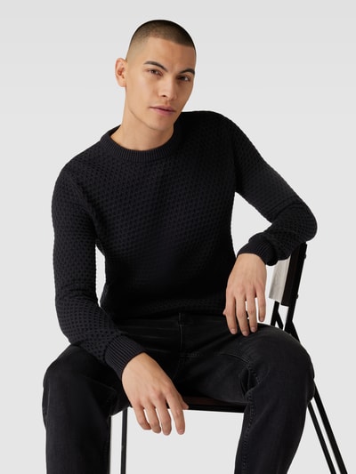 SELECTED HOMME Strickpullover mit Strukturmuster Modell 'REMYS' Black 3