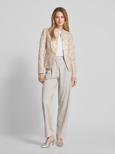 WHITE LABEL Leinenblazer mit Stehkragen Sand 1