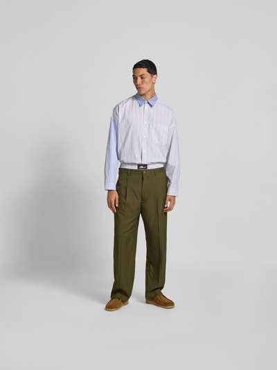Marni Stoffen broek met persplooien van scheerwol Olijfgroen - 1