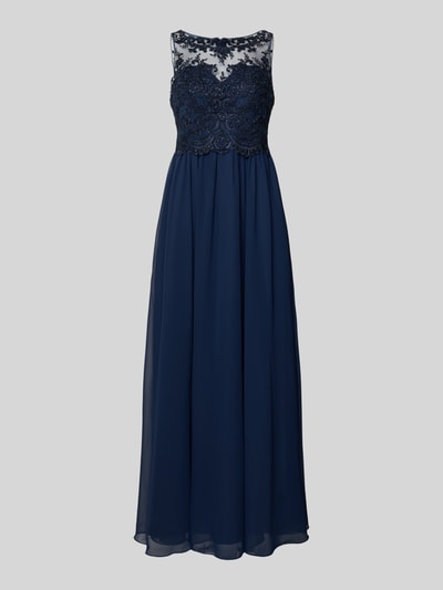 Laona Abendkleid mit Ziersteinen und floralen Stickereien Dunkelblau 2