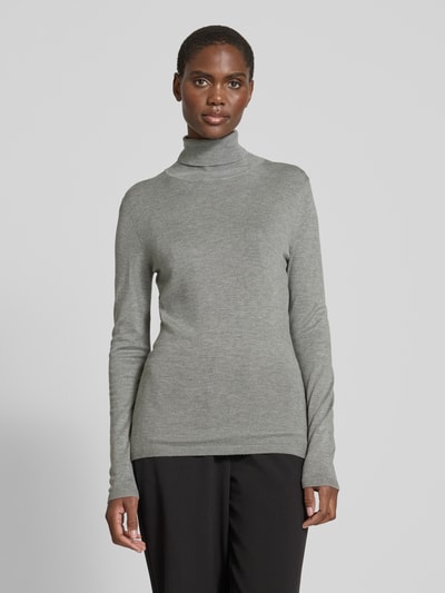 ICHI Slim Fit Rollkragenpullover aus Viskose-Mix Modell 'MAFA' Hellgrau Melange 4