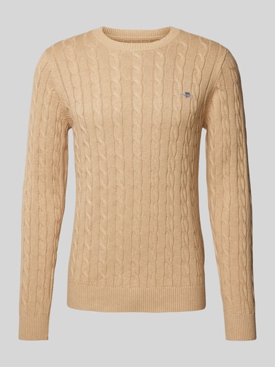 Gant Gebreide pullover met ronde hals Beige gemêleerd - 2