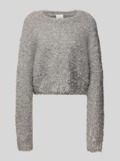 ICHI Oversized Strickpullover mit Rundhalsausschnitt Modell 'BLIZI' Silber 2