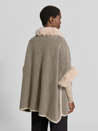Apricot Relaxed Fit Poncho mit Kunstfell Sand 5