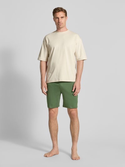 Christian Berg Men Regular fit sweatshorts met tunnelkoord Donkergroen - 1