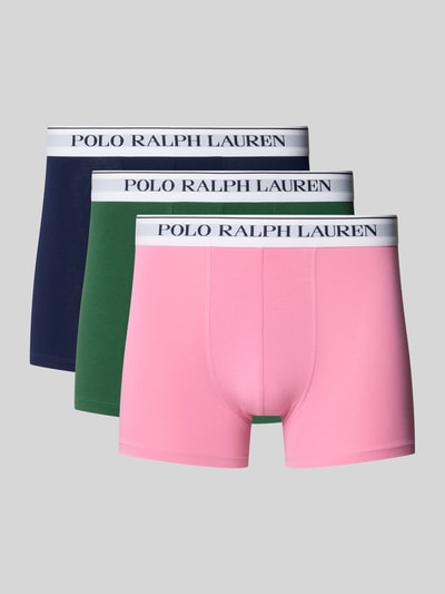 Produktfoto, Trunks aus Baumwoll-Mix Modell 'CLSSIC TRUNK-3 PACK' von Polo Ralph Lauren in Dunkelblau, Grün und Rosa, glatte Oberfläche, Herren Pant & Trunk von Polo Ralph Lauren Underwear