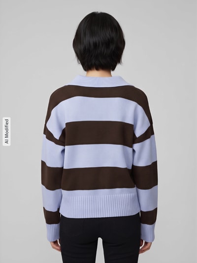 s.Oliver RED LABEL Sweter z dzianiny o kroju boxy fit z mieszanki bawełny Jasnoniebieski 5