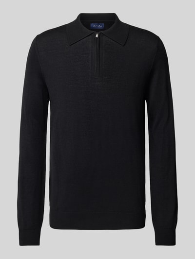 Christian Berg Men Gebreide pullover met korte ritssluiting Zwart - 2