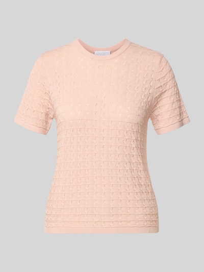 Produktfoto, Strickshirt aus Viskose-Mix mit Rundhalsausschnitt von Jake*s Collection, Damen Regular-Fit, Strukturmuster, rosa Farbe