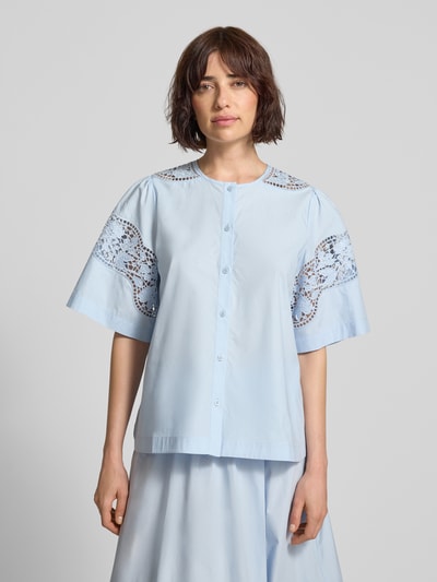 MOS MOSH Regular Fit Bluse mit Spitze Modell 'Rooma Cotoni' Hellblau 4