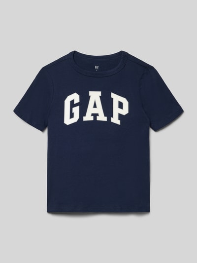 Productfoto, Regular Fit T-shirt met logoprint van GAP voor kinderen, puur katoen, ronde hals, ruglengte maat 116: 45 cm, donkerblauw