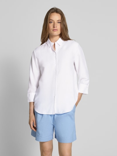 ETERNA Loose Fit Hemdbluse aus Baumwoll-Leinen-Mix Weiss 4