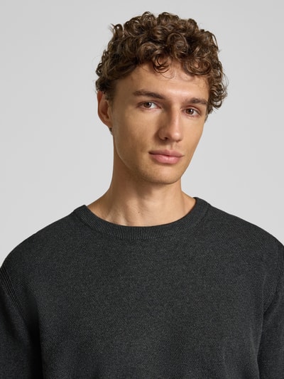 Tom Tailor Regular fit gebreide pullover van zuiver katoen Donkergrijs - 3