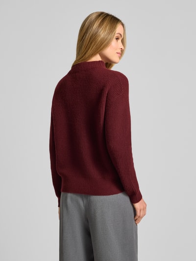 Jake*s Casual Regular fit kasjmier pullover in gebreide look Bordeaux - 5