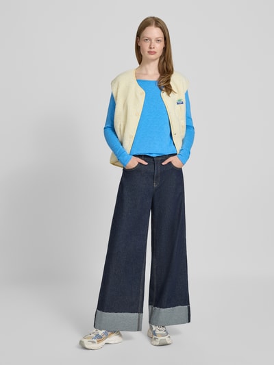 American Vintage Shirt met lange mouwen en boothals, model 'SONOMA' Bleu - 1