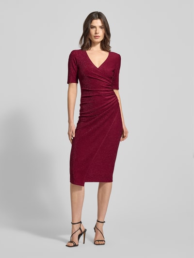 Apricot Midikleid mit V-Ausschnitt Bordeaux 4