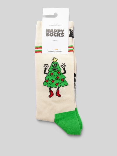 Happy Socks Socken mit Motiv-Stitching Modell 'Happy Tree' Offwhite 3