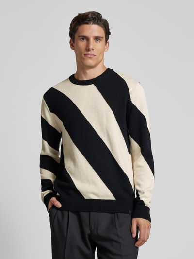 Armedangels Gebreide pullover met ribboorden, model 'IOAAN' Zwart - 4