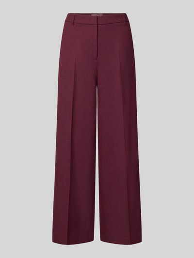 Produktfoto, Wide Fit Hose mit Viskose-Anteil von Christian Berg Woman Selection in Dunkelrot, Bundfalten, glatte Textur, neutraler Hintergrund