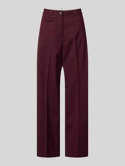 Productfoto, Loose Fit Weite Hose aus Woll-Mix van Tommy Hilfiger in effen bordeaux, twillstructuur met steekzakken en persvouwen