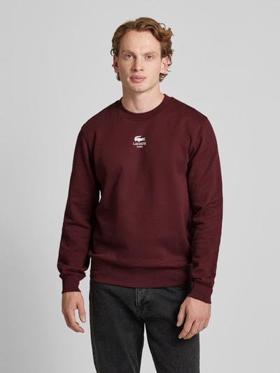 Lacoste Classic fit sweatshirt met logoprint, model 'HERITAGE' Bordeaux - 4