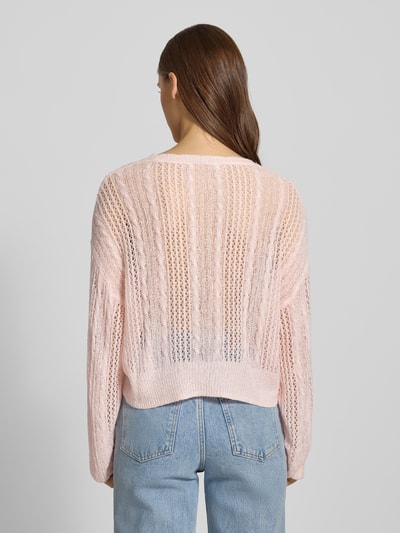 Review Kardigan z dzianiny z ażurowym wzorem Różowy 5