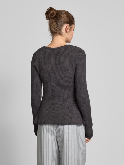 LeGer by Lena Gercke Strickpullover mit U-Ausschnitt Modell 'Sally' Dunkelgrau Melange 5