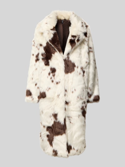 VERO MODA Regular Fit Webpelzmantel mit Allover-Muster Modell 'CRYSTAL' Ecru 2