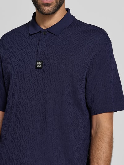 HUGO Koszulka polo o kroju relaxed fit z mieszanki wiskozy model ‘DALLOVO’ Granatowy 3
