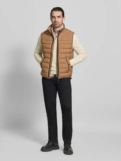Tom Tailor Regular Fit Steppweste aus wasserdichtem Material Beige 1