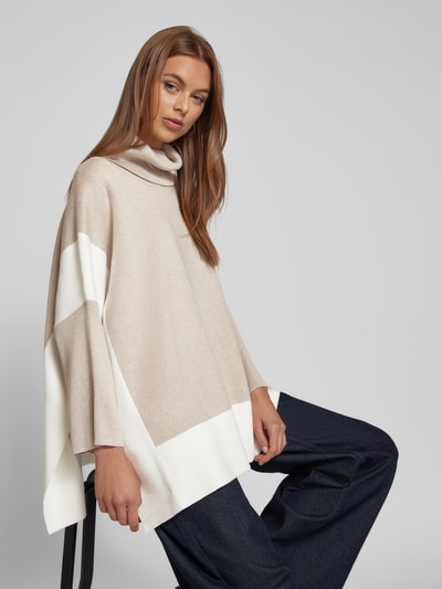 s.Oliver BLACK LABEL Oversized Pullover-Poncho aus Viskose-Mix mit Color-Blocking Cognac 3