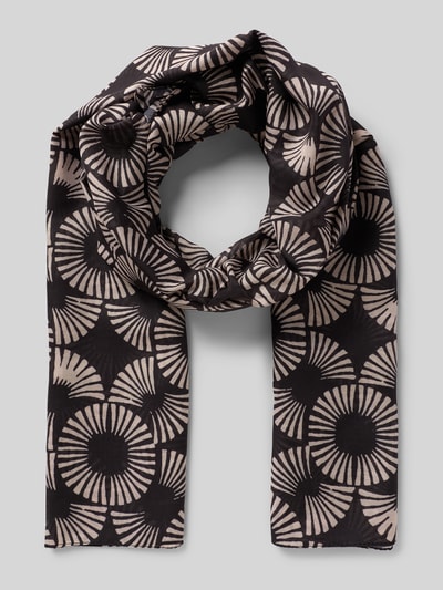 Produktfoto, Schal im Allover-Look von More & More, rechteckig, schwarz-beige mit grafischem Muster, strukturierte Oberfläche, 70x184 cm