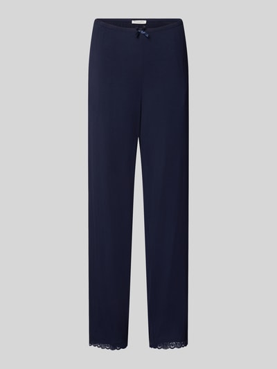 Produktfoto, Relaxed Fit Pyjama-Hose aus Viskose-Mix von Christian Berg Woman, dunkelblau, elastischer Bund, Spitzenbesatz, Zierschleife