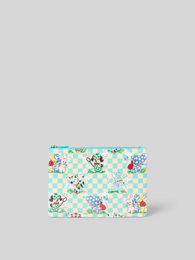 Produktfoto, Pouch mit Reißverschluss von Kenzo mit Hauptfach, Motiv-Prints in Blau, Grün, Weiß, Label-Details, glatte Textur