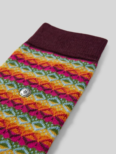 Burlington Socken mit Label-Detail Modell 'Fair Isle' Bordeaux 2