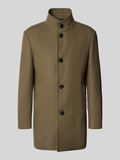 Strellson Regular fit lange jas met opstaande kraag, model 'Finchley' Olijfgroen - 2